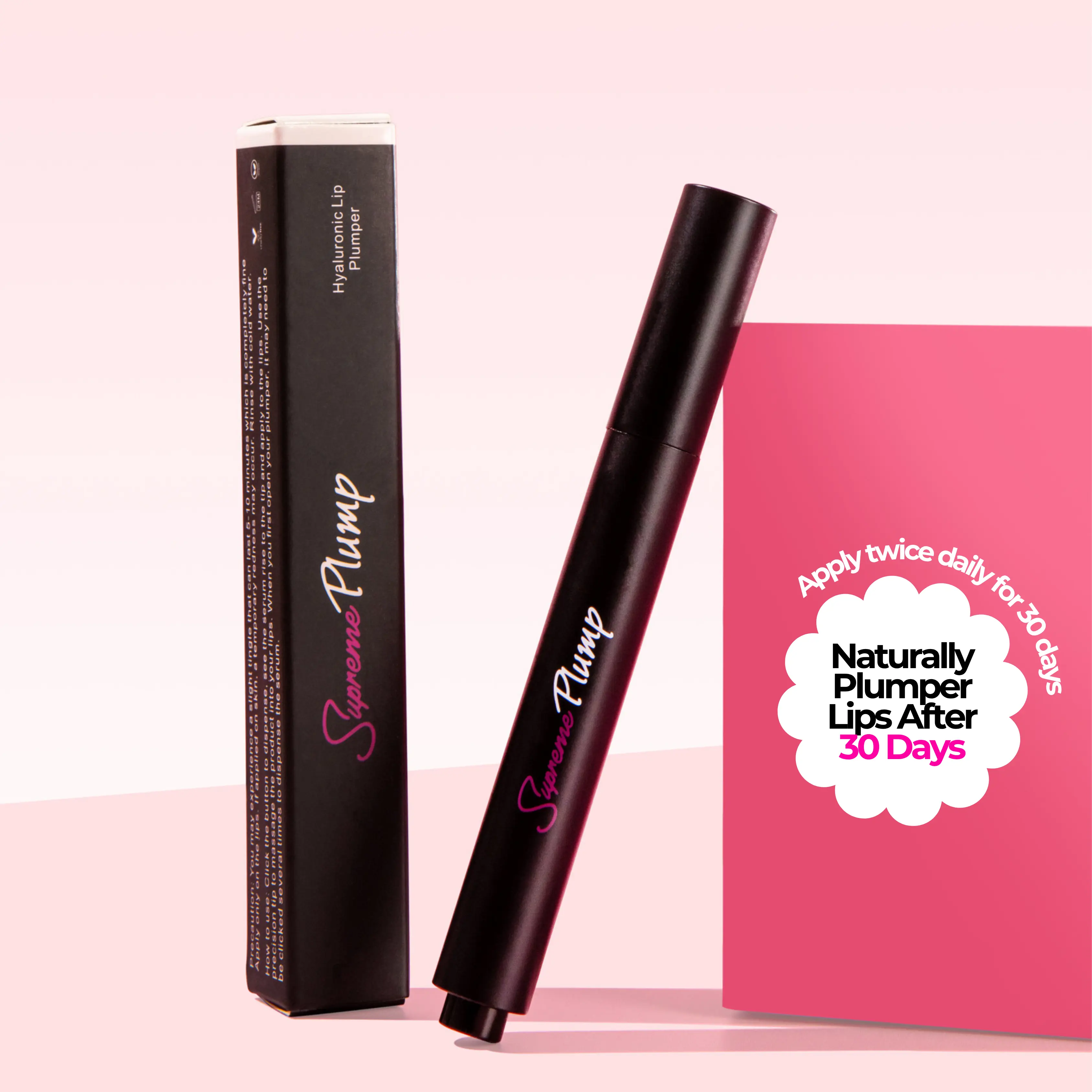 Hyaluronic Lip Plumper - Increase Lip Volume Naturally Long-term After 30 days of continuous use | Hydrating Mild Tingle High Gloss Finish