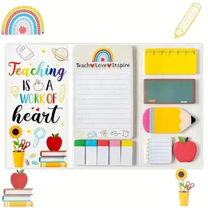 Cartoon Design Sticky Notes Set, 1 Set 550 Sheets Thank You Teacher Self-stick Note Pads, Writing Memo Pads, Back To School Office Supplies, Stickers
