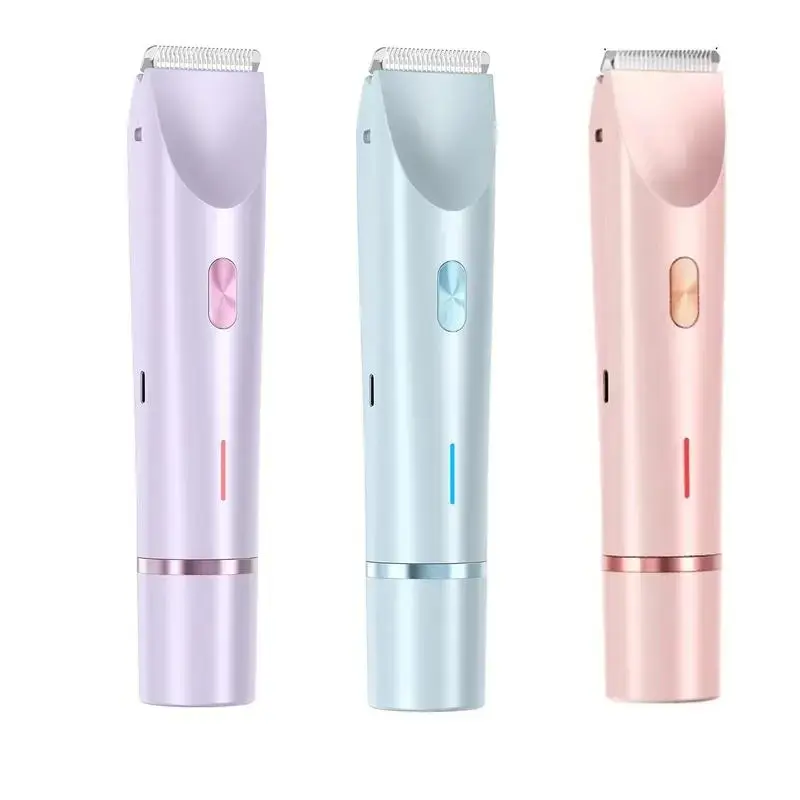 Bikini Trimmer for Women, Rechargeable 2-in-1 Electric Shaver with Dual Heads for Bikini Line, Underarms, Legs and Face, Wet & Dry Body Grooming Tool