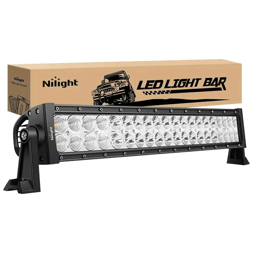 Nilight 22-in 1pc 120W Double Row Flood-Spot LED Lightbar, Aluminum Construction, Waterproof, -40~85°C, 9-30V DC, Automotive & Motorcycle Mountable Truck Lightbar, Cars Accessories, Car LED Lights Work Light, 1Pc 120W Led Light Bar
