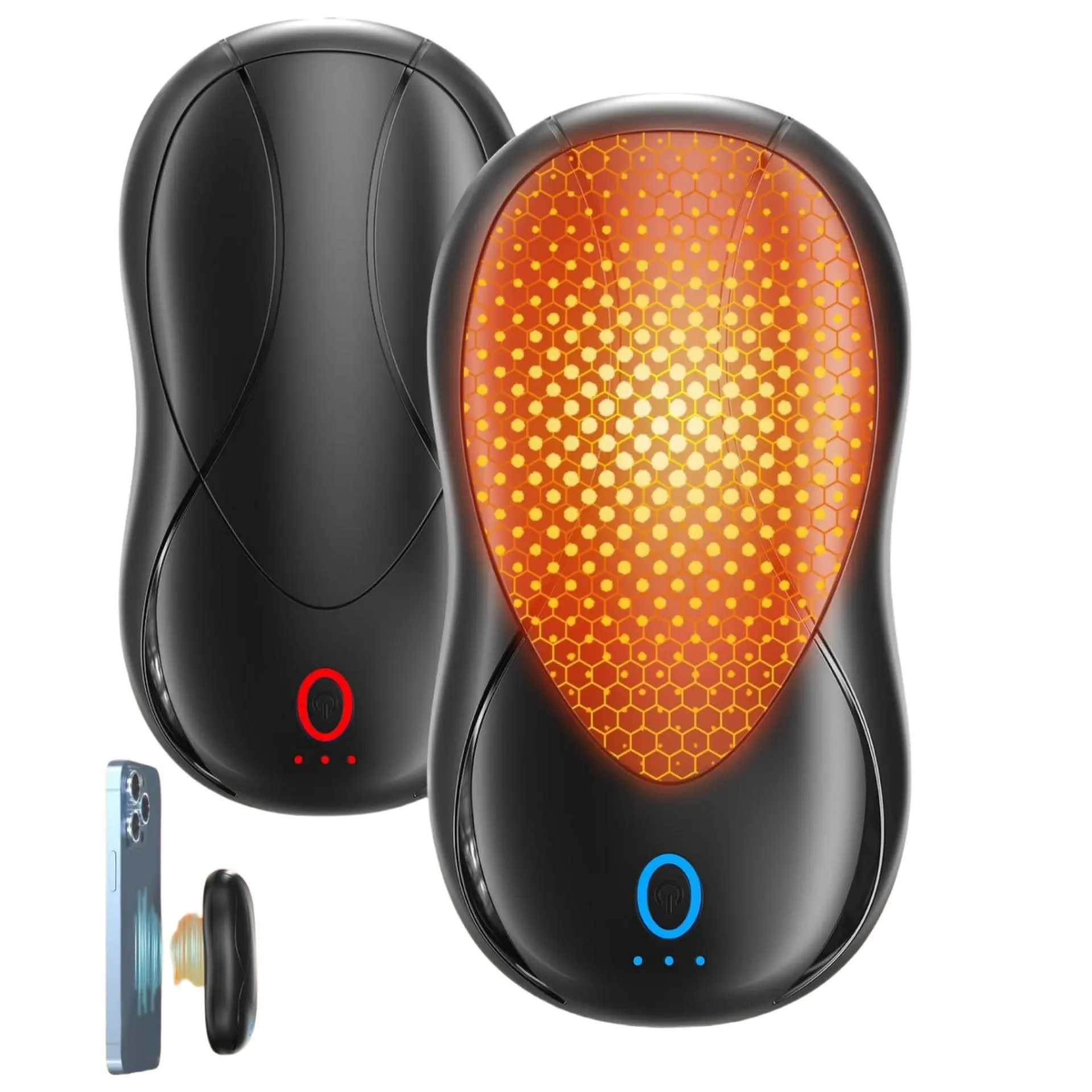 Rechargeable Hand Warmer Dual Pack Set, Magnetic Heating, Smart Chip, Portable, Christmas Gift, Outdoor Camping Accessories, Portable Heater, Rechargeable Travel Warmer