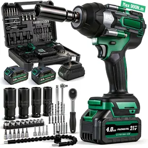 Impact Wrench 665 Ft-lbs(900N.m) 2200IPM, 1/2 Impact Gun with 21V 2x4.0AH Battery, Power Impact Driver 22 Drill Bits & 4 Sockets, Cordless Ratchet Wrench Set Gifts for Men Car Tire Lug Nut