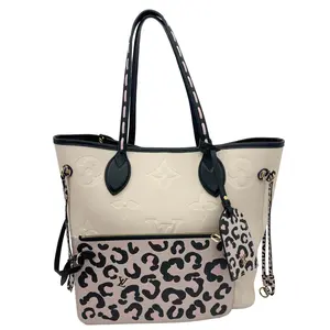 Pre-owned Louis Vuitton Leather Shoulder Bags Neverfull MM Wild At Heart Monogram Empriente Tote Bag Cream