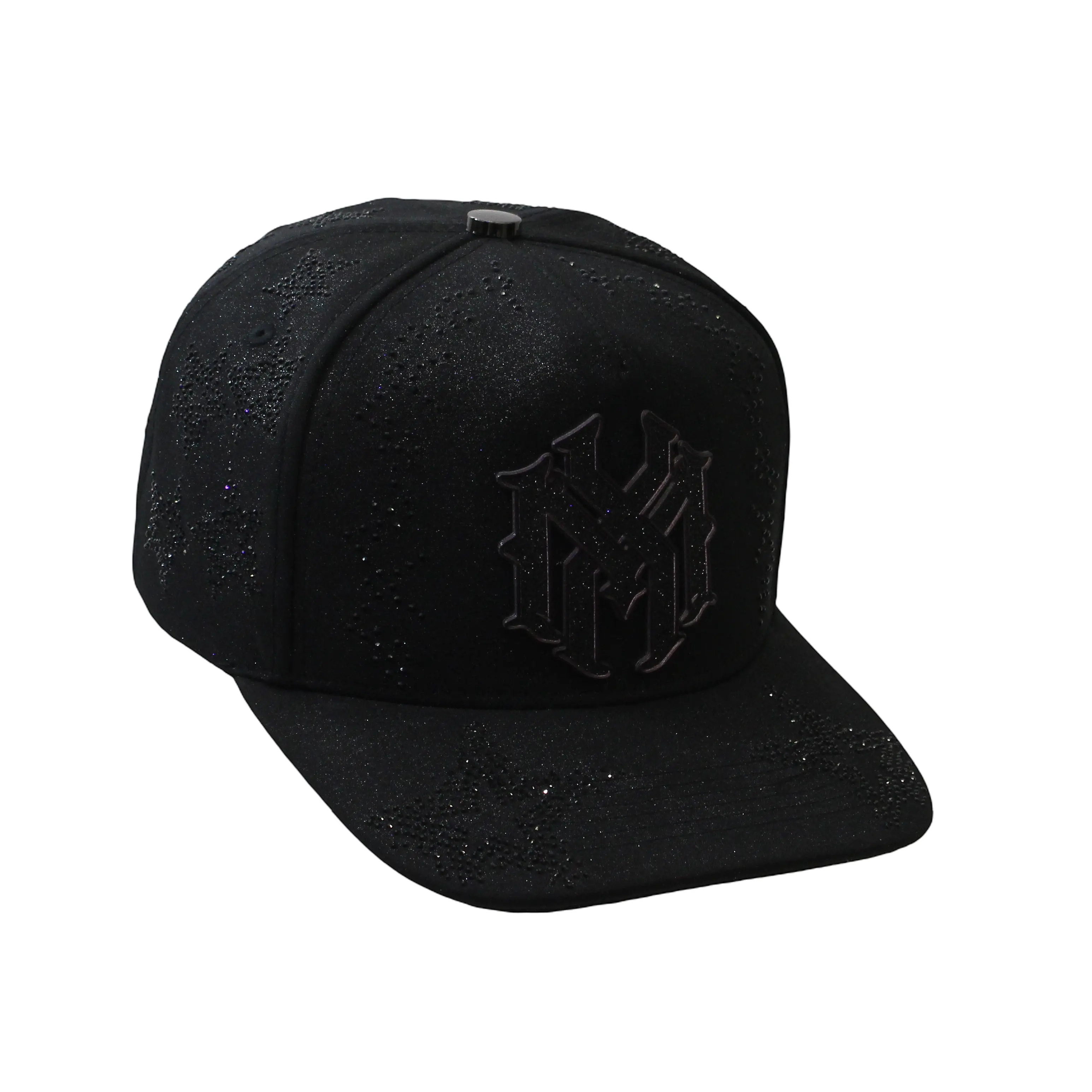 BLACKSTAR DELUXE MX BLACK RHINESTONE SUEDE CURVE - HAT