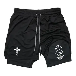 Men’s Sporty Sports Shorts - God Is Greater Than The Highs and Lows 2-in-1 Quick Dry Athletic Shorts for Men with Phone Pockets, Ideal for Gym, Running, Men’s Shorts
