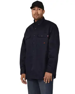 Forge Workwear Men's Men'S Fr Solid Long Sleeve Button-Down Work Shirt - Mfrlb2ps-024-Nvy
