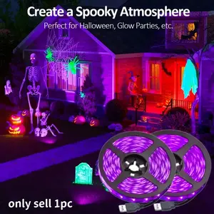 USB-Powered Black Light Bars - UV Reactive Neon Glow Lighting for Halloween, Parties, Stage, Home Decor - USB Plug-and-Play Ambient Lighting with Glow Effect LED Strip Lights Led Lights Strips