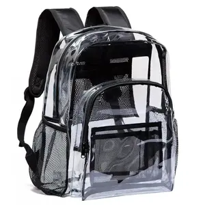 Large Heavy Duty Clear PVC Backpack for School and Stadium Use