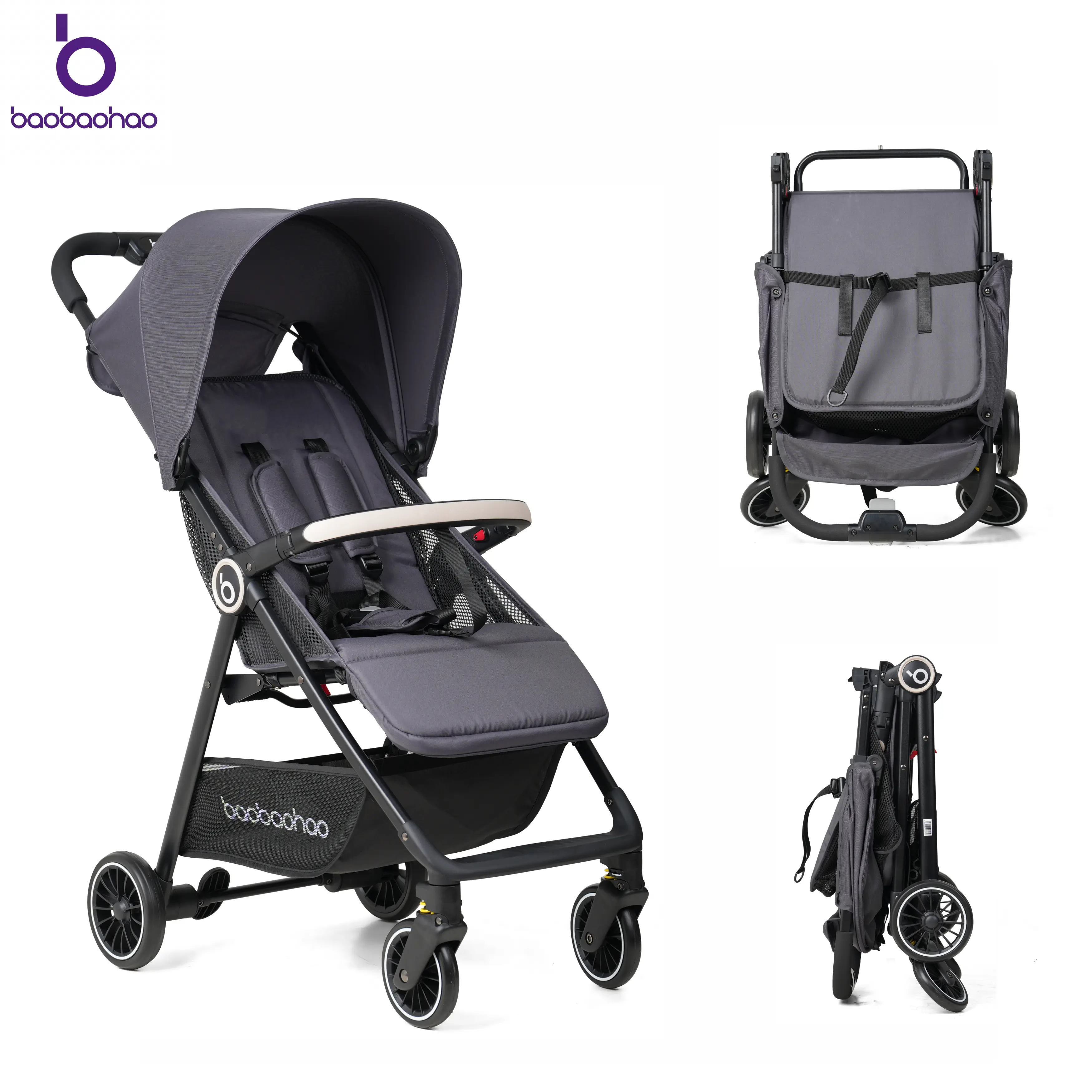 baobaohao A2 Lightweight Folding Pushchair, Infant Stroller for Travel with 1-Hand Fold, Multi-Position Recline, Breathable Mesh & Skin-Friendly Fabric for Babies & Toddlers