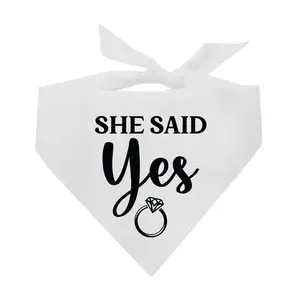 She Said Yes (Black) Wedding Triangle Dog Bandana