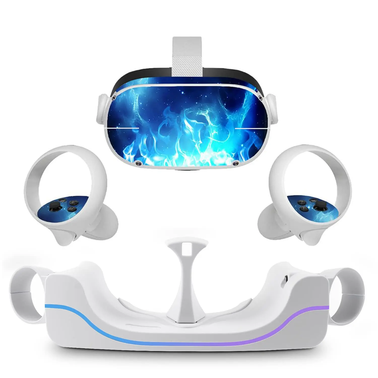 White Rechargeable Magnetic Charging Dock for Meta Quest 2 - Wall Mount Station with Integrated Stand, USB-C Link Cable, Stable Unisex VR Accessory Compatible with Quest Users