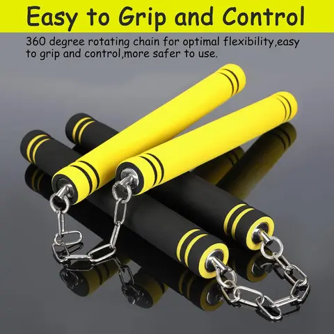 Foam Rubber Safe Training Nunchucks, Sports Equipment with Steel Chain-Bearing System Design, Martial Arts Gear for Beginners & Adult Practitioners