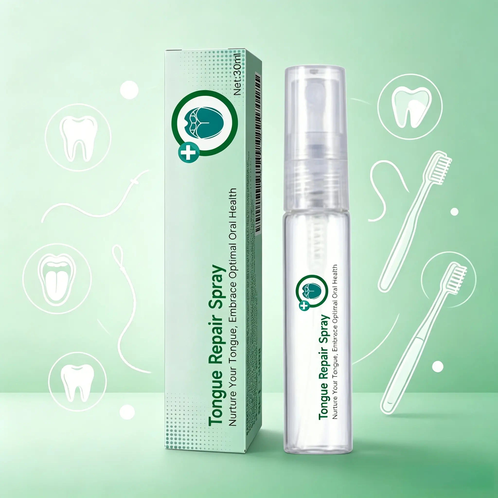 Tongue Repair Spray,Tongue Cleaner for Fresh Breath, Repair thewhite tongue coating to relieve dry, cracked,swelling oral care spray