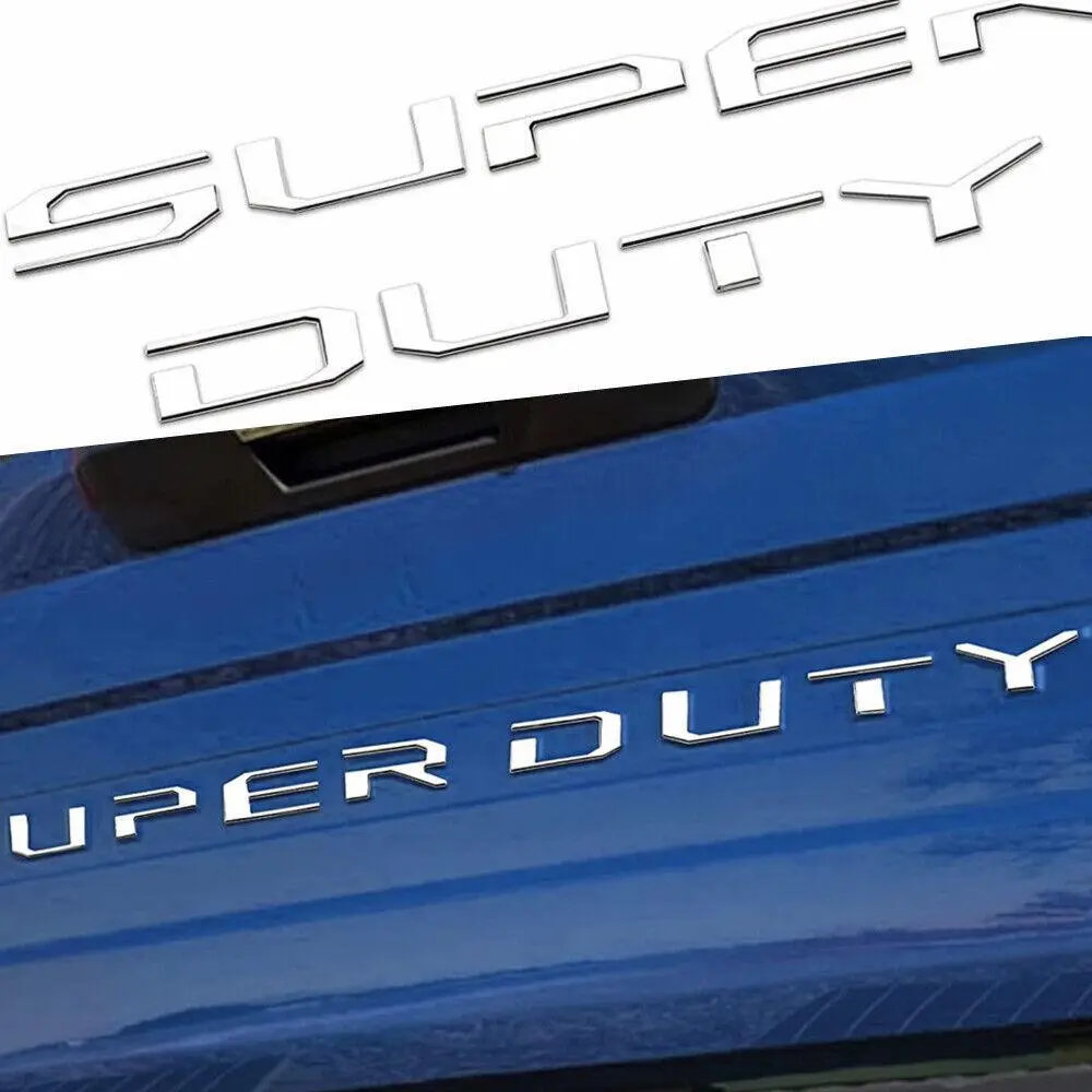 3D Raised Super Duty Tailgate Insert Letter Fit For 2017-2019 F-250/F-350 Chrome