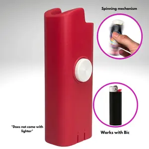 FLKR LYTR: Rojo (Red) Spinner Lighter Case for Bic Lighters High-Quality Polypropylene Body Spinning Mechanism Matte Finish Accessory - Rotating