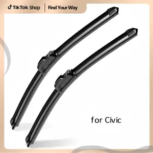 Fit for Honda Civic 26"+18" Winter Snow Wipers – Frameless, Silent, Streak-Free! J-Hook Interface, Easy Installation – Weatherproof 2-Pack | Accessories Spring Tok
