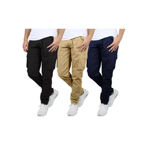 Men's 3-Pack Stretch Cargo Pants - Breathable Cotton Blend|               Multiple Pockets|               Comfort Fit