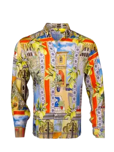 Sicily Lemon Printed linen shirt Yellow