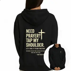 Tap My Shoulder Prayer Christian Hoodie with Cross Symbol and Bible Verse for Fellowship