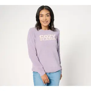 AnyBody Chenille Crewneck Message Sweater
