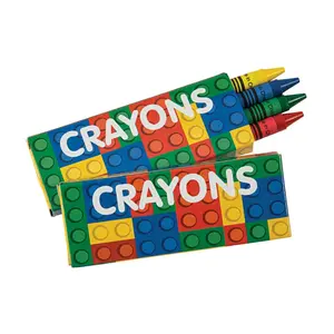 3 1/2" 4-Color Color Brick Party Classic Pointed Crayons - 24 Boxes