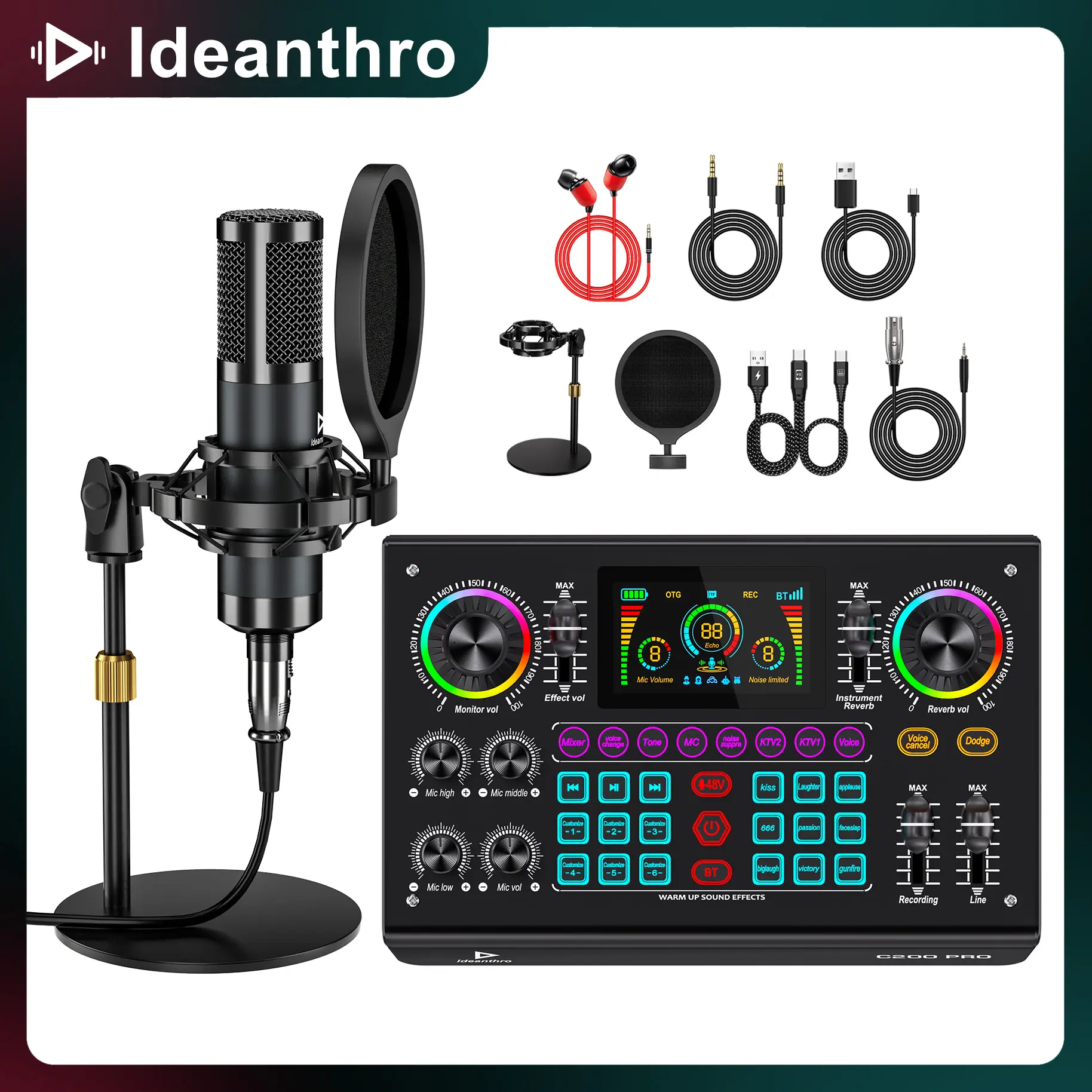 SoundPods 2026 New C200PRO-P15 (Cantilever) Ultimate Streaming Kit with USB, Dual-Mic Support, Live Voice Changing, Hanging Mount, Multiple Channel Support, Indoor Use, Black Friday Christmas Gift