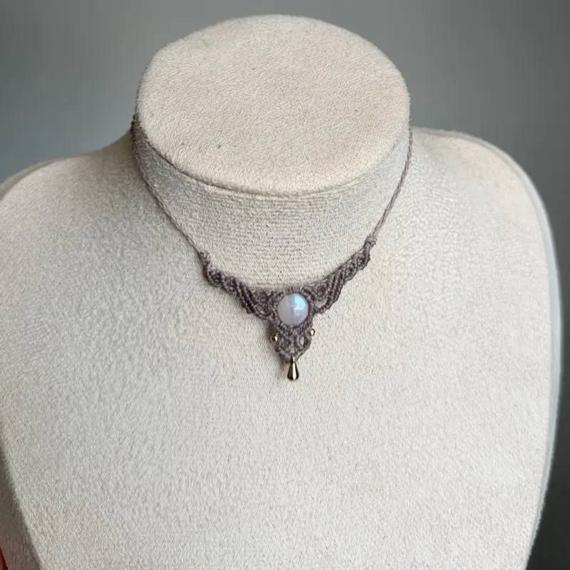 Handmade macrame necklace with moonstone
