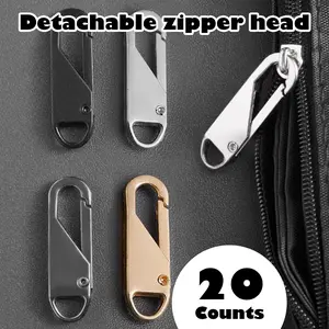 20 Counts Detachable Zipper Pull Handles, Metal Replacement Tabs for Backpacks, Purses, Luggage and Jackets