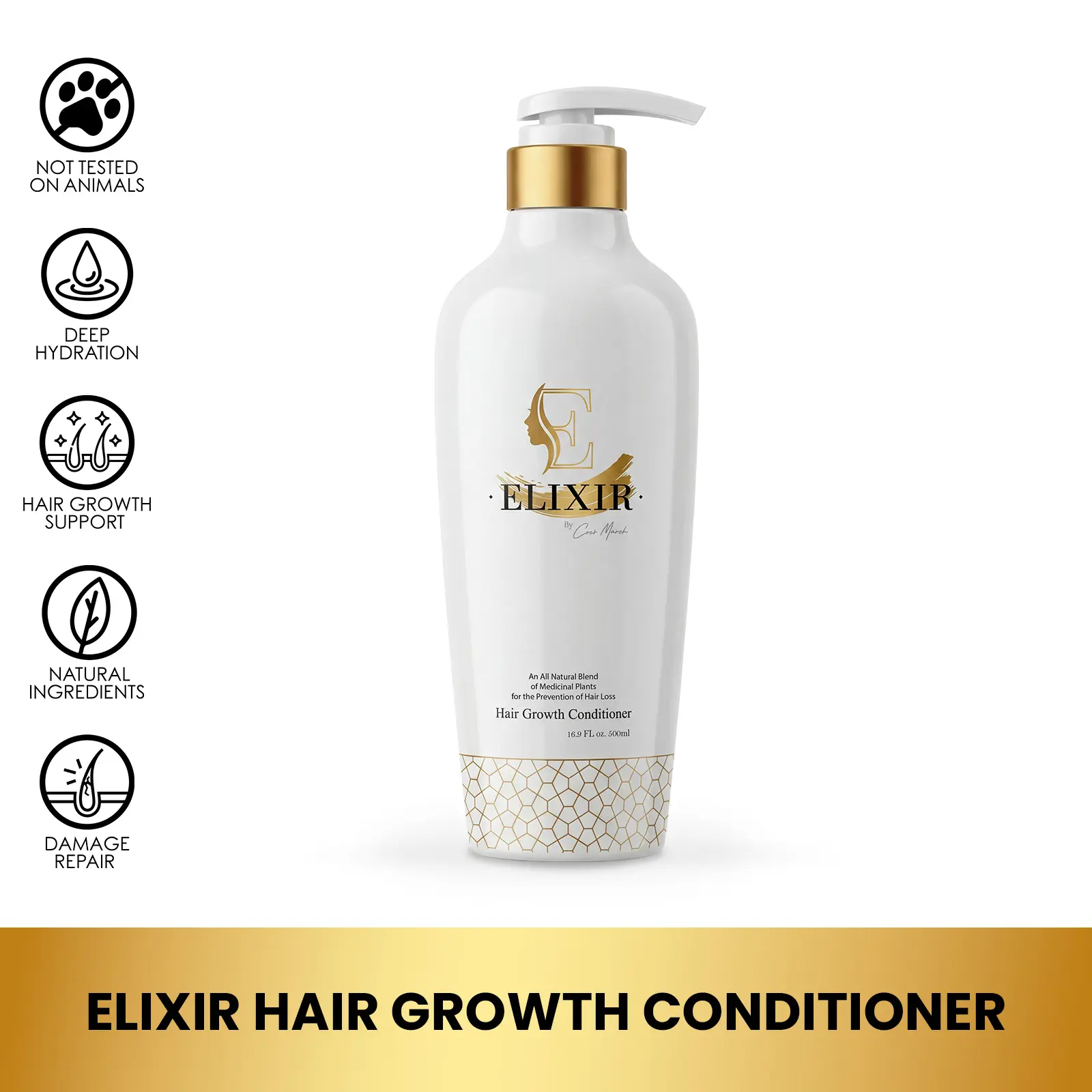 Elixir by Cocó March Hair Growth Conditioner - Plant-Based Revitalizing Treatment, 16.9 fl oz