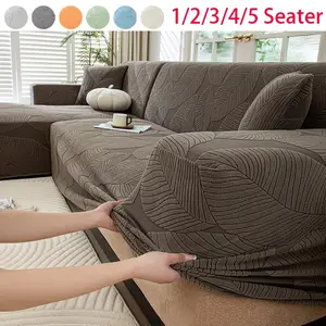 Anti-Wrinkle Easy Install Leaf Pattern L-Shaped Full Cover Sofa Slipcover, High Stretch Sofa Cover, Lazy-Friendly Furniture Protector