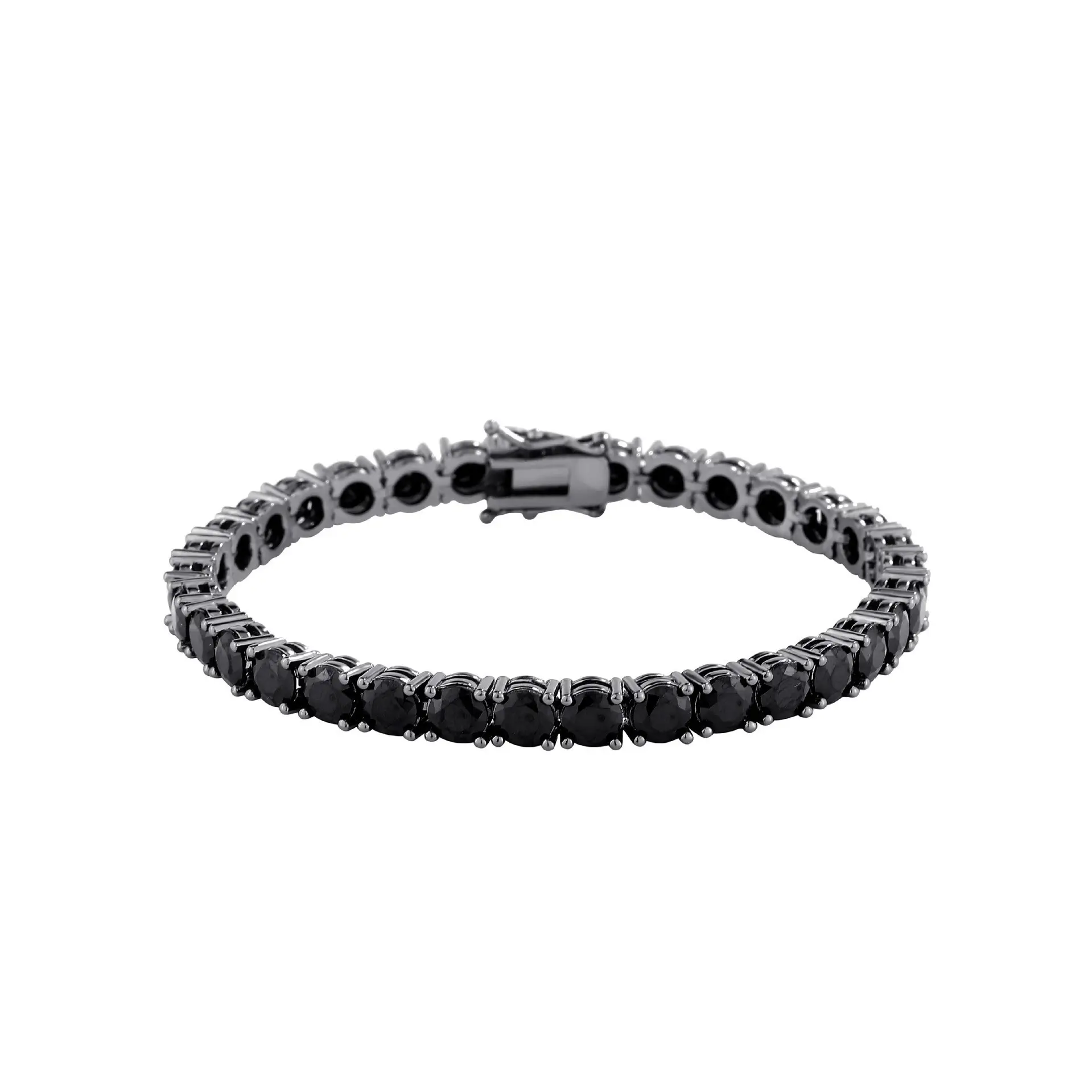 Unisex 5mm Black Zircon Tennis Chain Bracelet - Artificial Zircon Gems Jewelry with Lobster Clasp, Hip-Hop Inspired Stylish Versatile Accessory for Adults