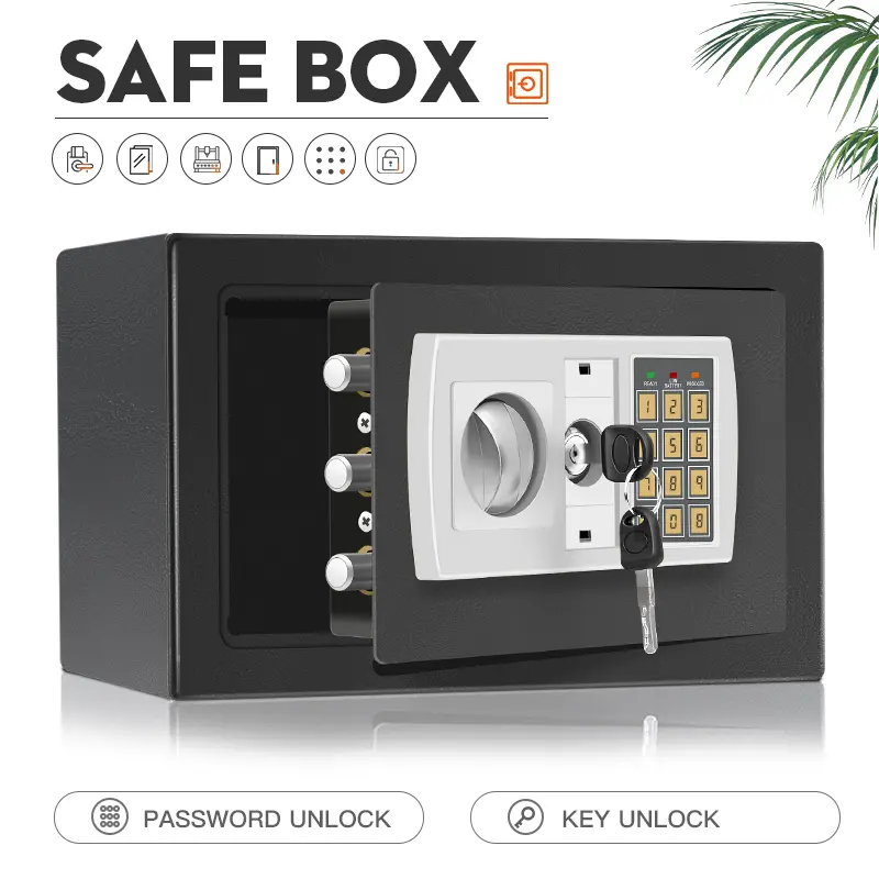 pandaVault Heavy-Duty Steel Home Safe Box with Dual Lock System, Password & Emergency Key Access, Secure Storage for Money, Jewelry & Documents for Home, Office Use, Gift Option