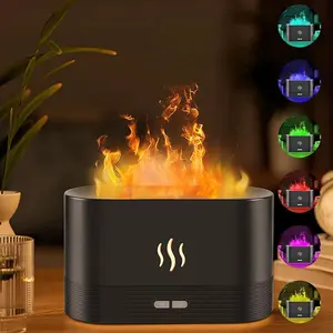 Colorful Simulated Flame Air Aroma Diffuser Humidifier, USB Powered Humidifier, Noiseless Essential Oil Diffuser for Home, Office, Yoga, Fireplace Humidifier, Fragrance Machine