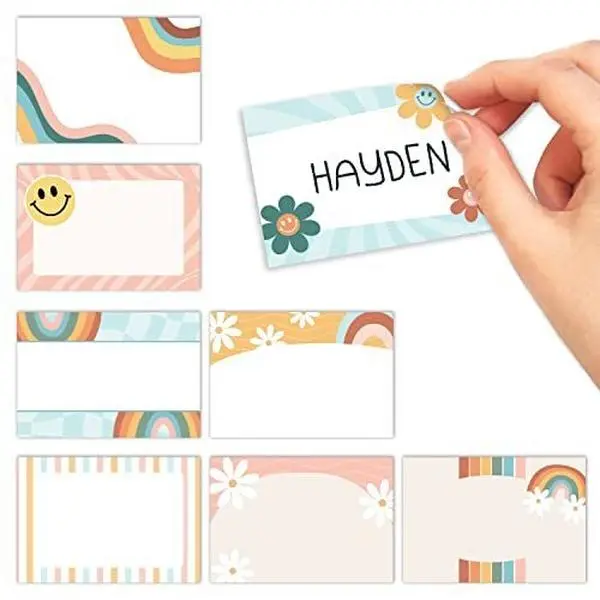 Name Tag Stickers | Set of 56 | Classroom Supplies Adhesive Tabs