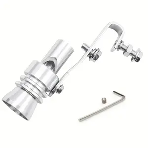 Silver Color Turbo Sound Exhaust Pipe Whistle Simulator for Car Motorcycle Tuning, Includes Wrench and Screws, Small/large Size Options, Car Accessories