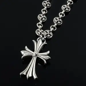 High-end alloy vintage titanium steel cross pendant punk high-end hip-hop jewelry accessory