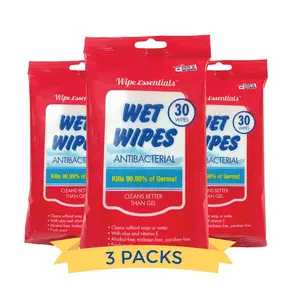 WipeEssentials Hand Sanitizer Wipes, Hand Wipes for Adults and Kids - 90 wipes - 3 Packs of 30ct Hand Sanitizing Wipes, Travel Essentials