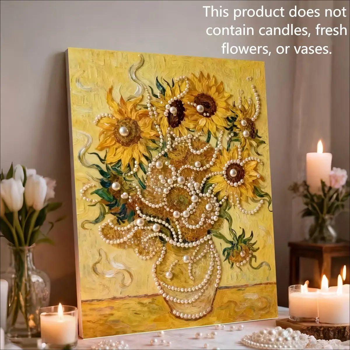 DIY Pearl Painting Kit with Sunflower, Cherry Blossom and Rose Floral Patterns, Partial Pearl Inlay Mosaic Art, Perfect for Home Wall Decor. Stress Relief Handmade Craft with Warm Wishes, Ideal Holiday Gift for Valentine’s Day, Birthday and DIY Art Lovers