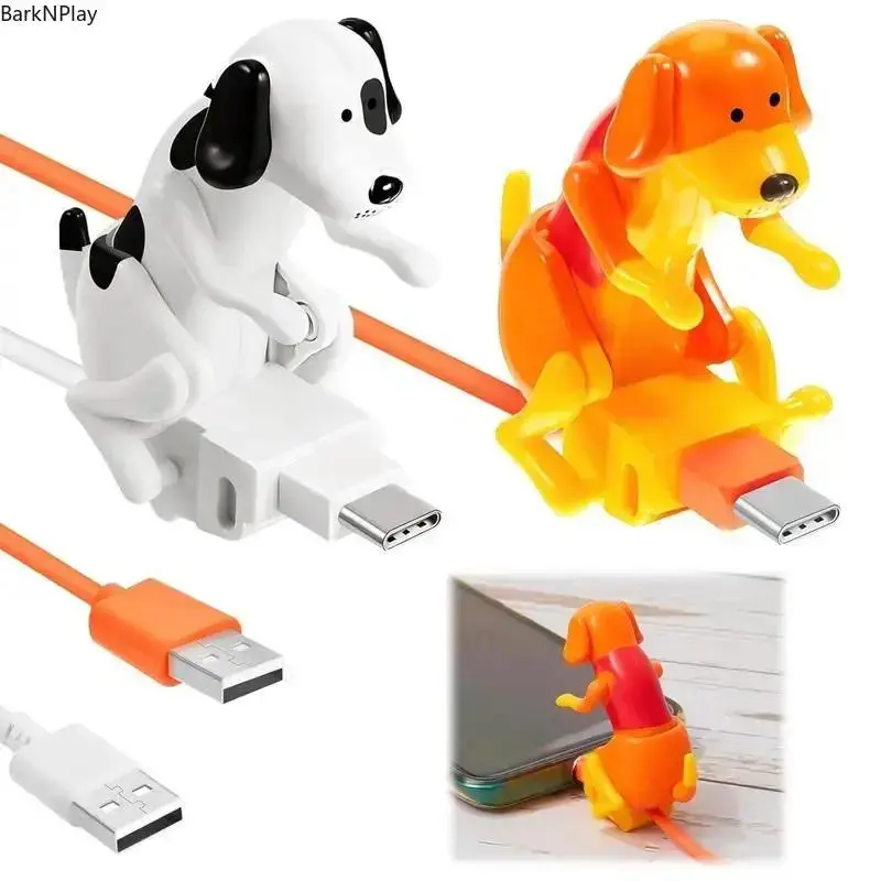 Funny Dog Shape Charging Cable, Moving USB Data Cable for Smartphones, Cute Fast Charging and Data Transfer Cable Compatible with Type-C and Lightning, Mini Gift for Graduation and Daily Use