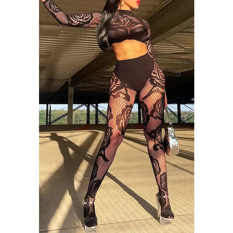 Rose Fishnet Set