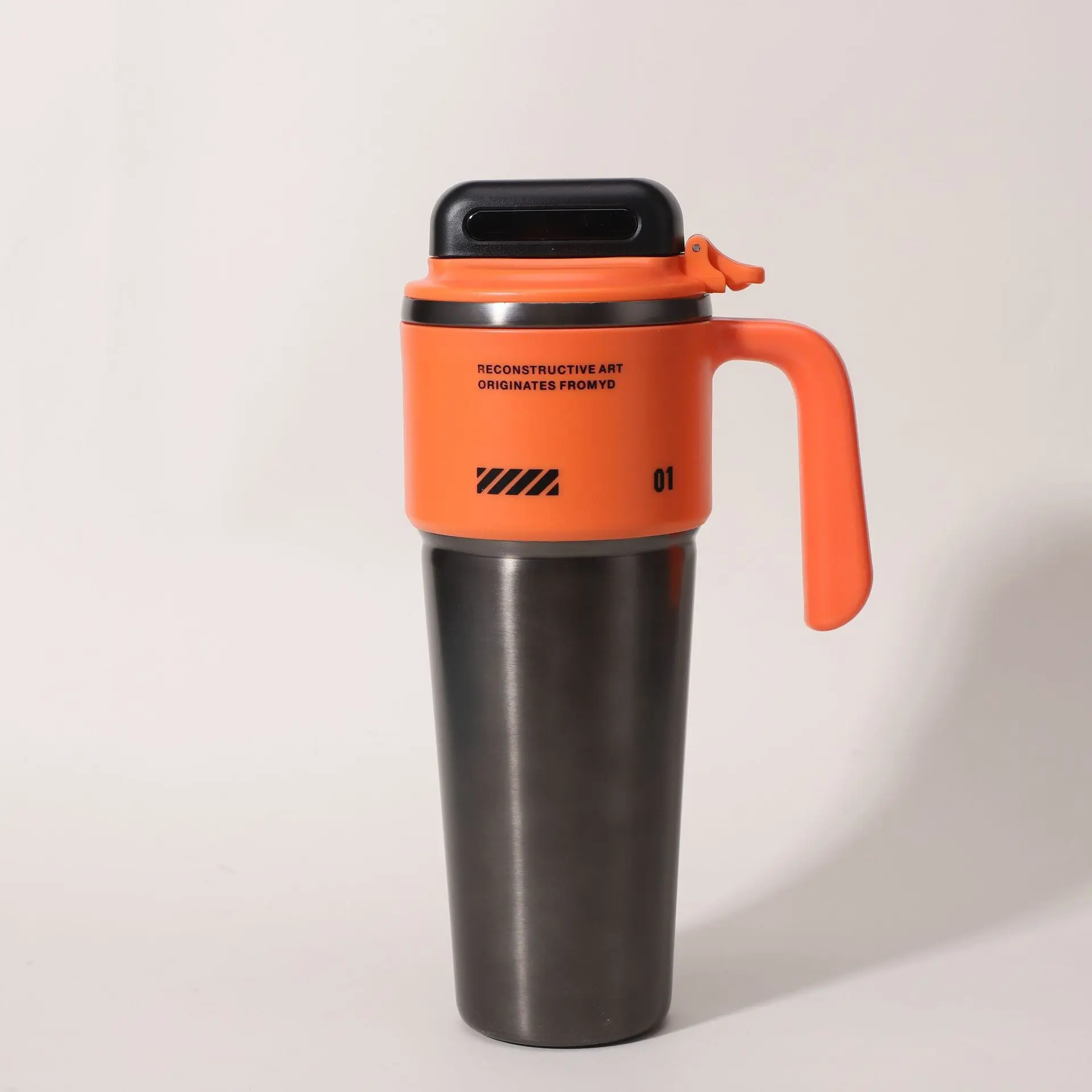 1000ML (1L) Stainless Steel Portable Insulated Car Ice Tumbler Bottle - Ergonomic Handle, Leak-Proof Flip Lid, Hidden Storage Vacuum Flask, Copper, None