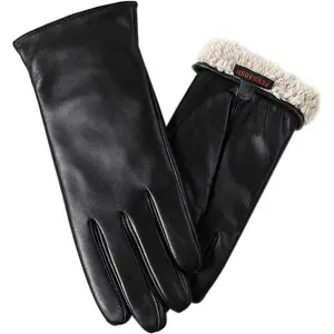 Winter Leather Gloves for Women, Premium Sheepskin Warm Gloves for Cold Weather, Fleece Lining Touch Screen Glove