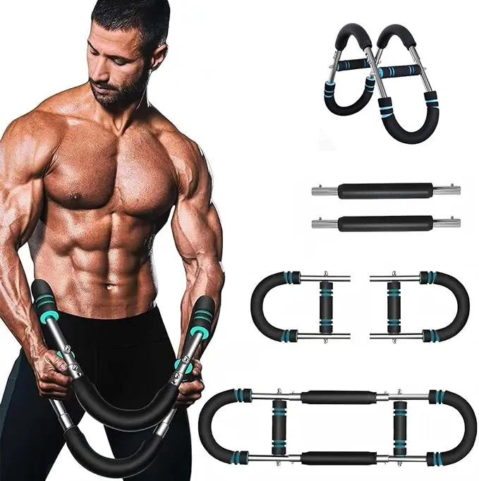 Adjustable Chest and Arm Trainer for Men - Portable Exercise Machine with Metal Frame and Anti-Slip Grips, 60-130lbs Resistance for Home Gym Chest Workouts, Rapid Results, 60-130Lbs Res., Full Upper Body, Compact Fold, Efficiency Meets Portability