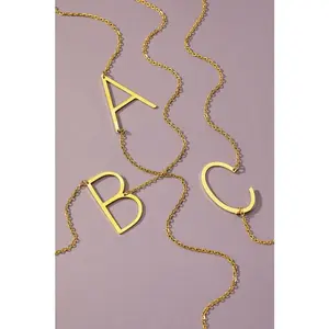 Stainless Steel Large Initial Necklace