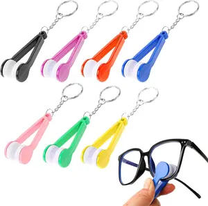 Mini Glasses Cleaner Tool Eyeglass Microfiber Cleaning Clip with Keychain for Sunglasses and Spectacles 7 Pcs Set Essential Cleaning Kit for Your Eyewear Durable Tweezer Shape Design