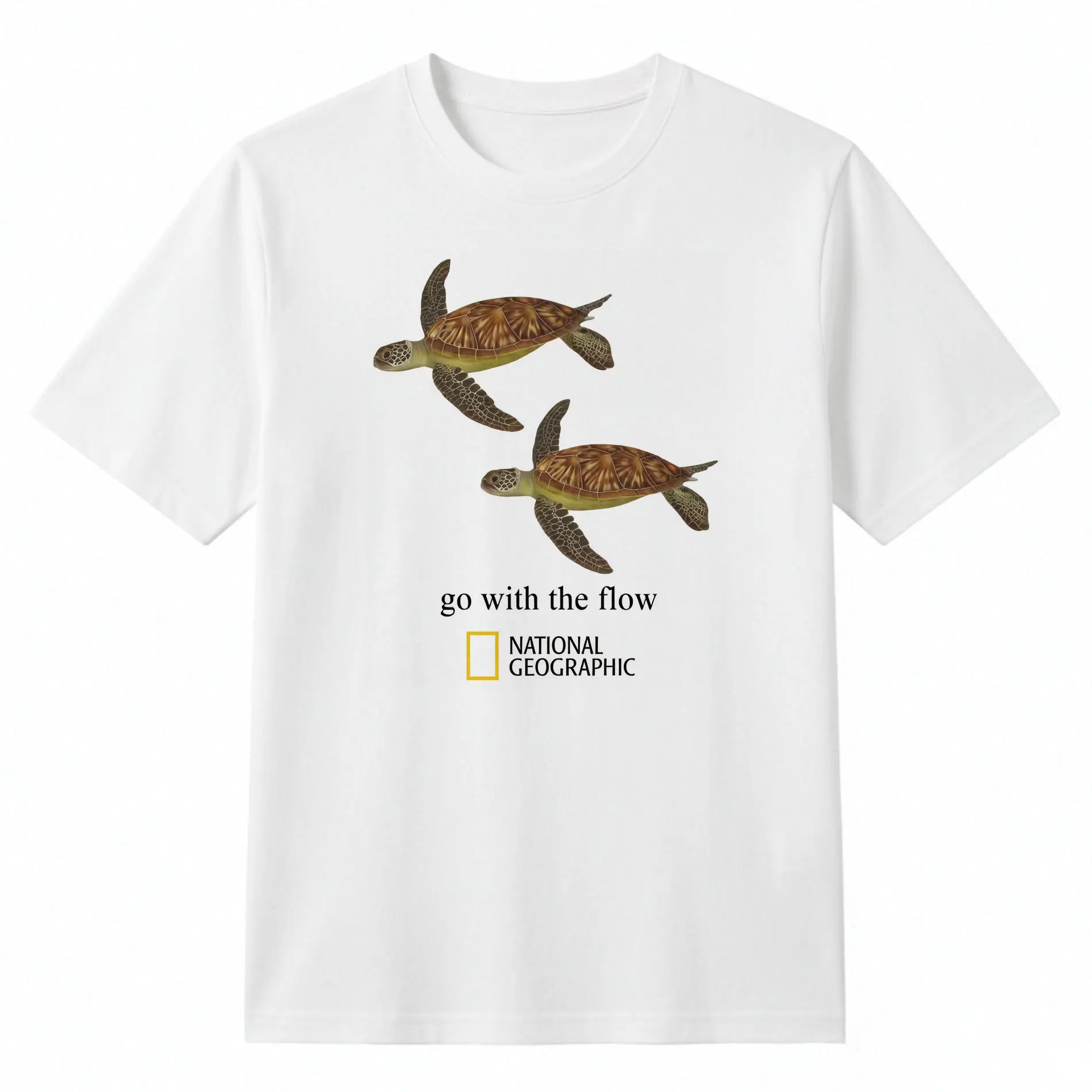 Winter outfits National Geographic "Go With the Flow" Turtle T-Shirt, Turtle Shirt, Animal Tee, Gifts Shirt, Unisex Vintage Graphic Tees  Clothes Men Women Streetwear funny Rifle good