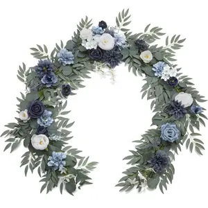 5.9 ft Wedding Long Vine Western Wedding Decoration Artificial Flowers Roses Decorative Fruit Plants Silk Eucalyptus Decorating Garland Ribbon