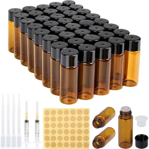 40-Pack 5ml Empty Glass Bottles, UV Resistant Leak-Proof Pipette Bottles with Dropper for Essential Oils, Perfumes