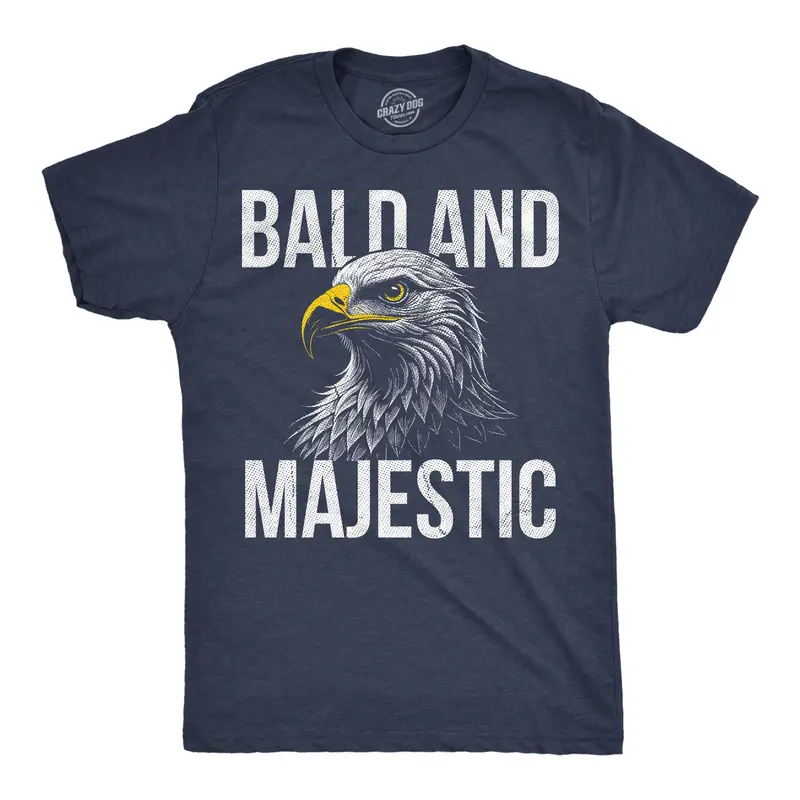 Mens Funny T Shirts Bald and Majestic Sarcastic Eagle Graphic Novelty Tee for Men Mens Funny T Shirts Cool Vintage Graphic Tees Sarcastic Shirts for Men Funny Animal Short Sleeve Novelty Tees for Guys Navy -