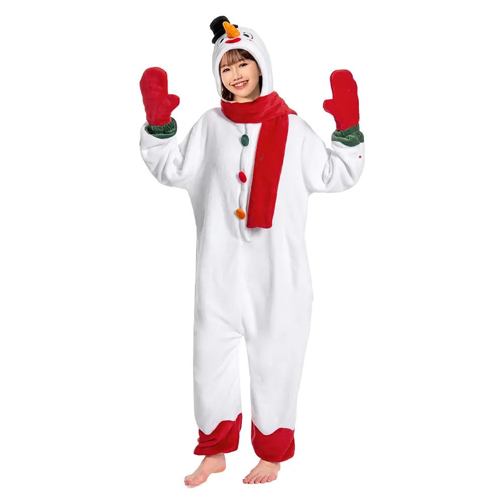 OLAOLA Unisex Adult Plush Snowman Onesie Christmas Pajamas Warm Home One-Piece Sleepwear